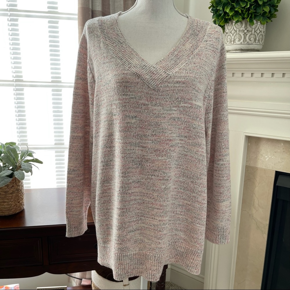 Croft & Barrow 1X V-Neck Long Sleeve Sweater